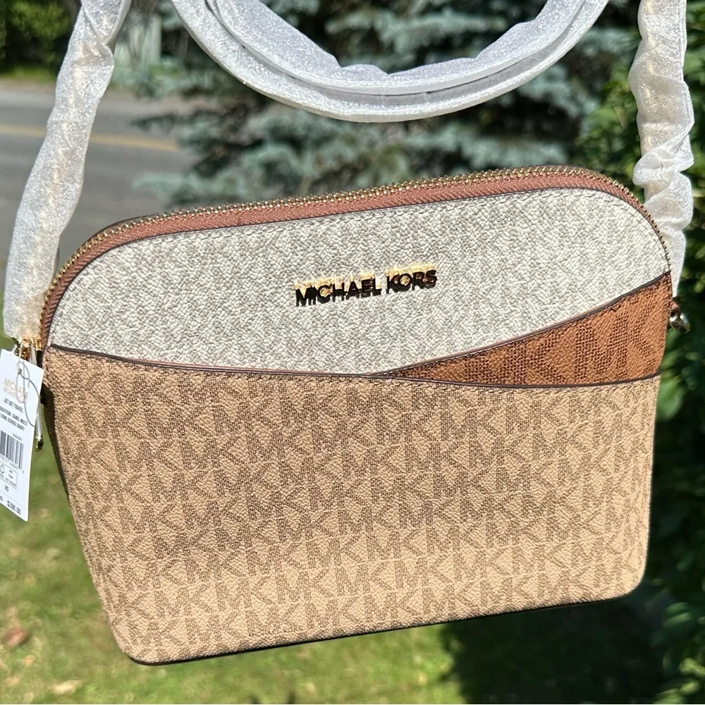 Michael Kors Jet Set color block crossbody Camel NWT - Picture 6 of 12